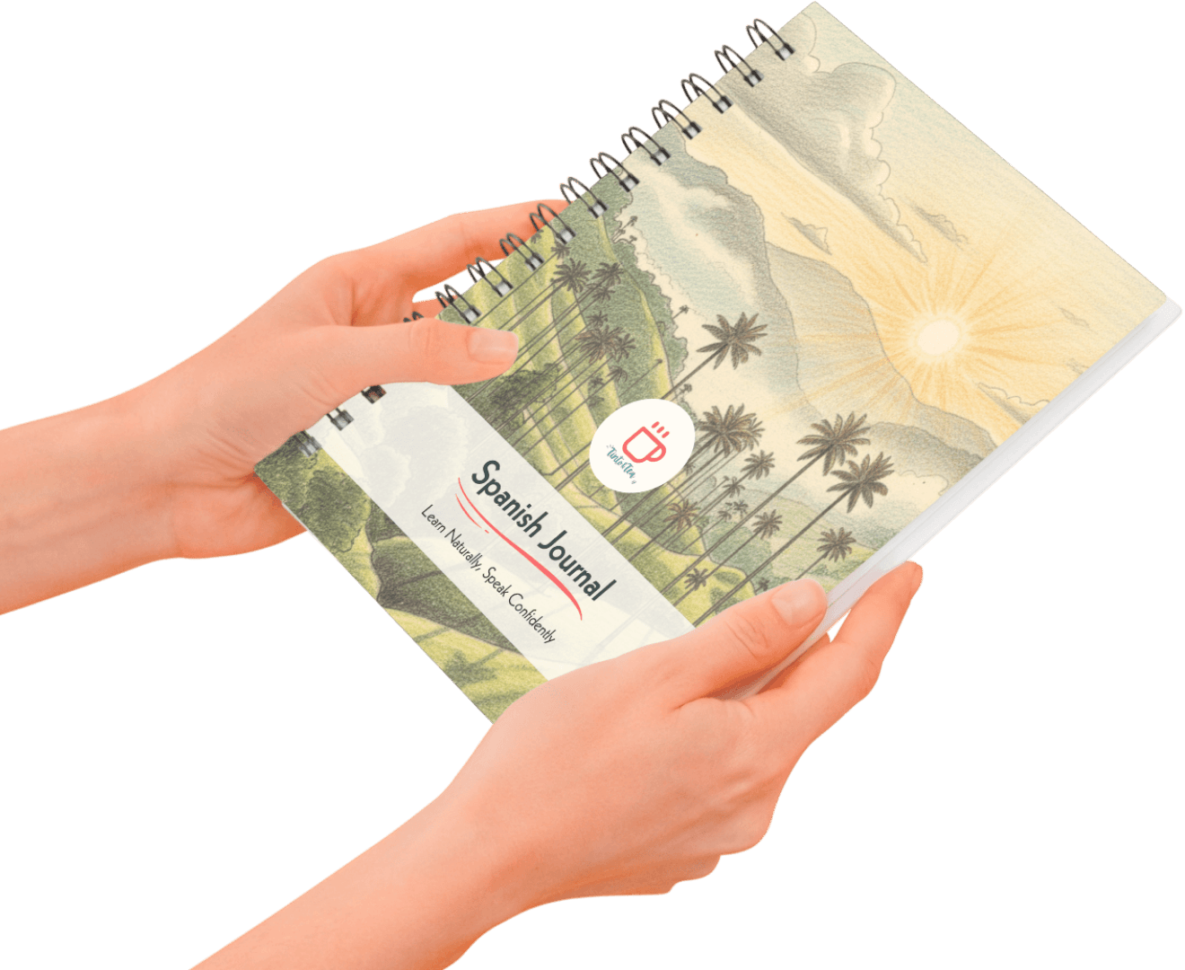 Spanish progress journal held in hands